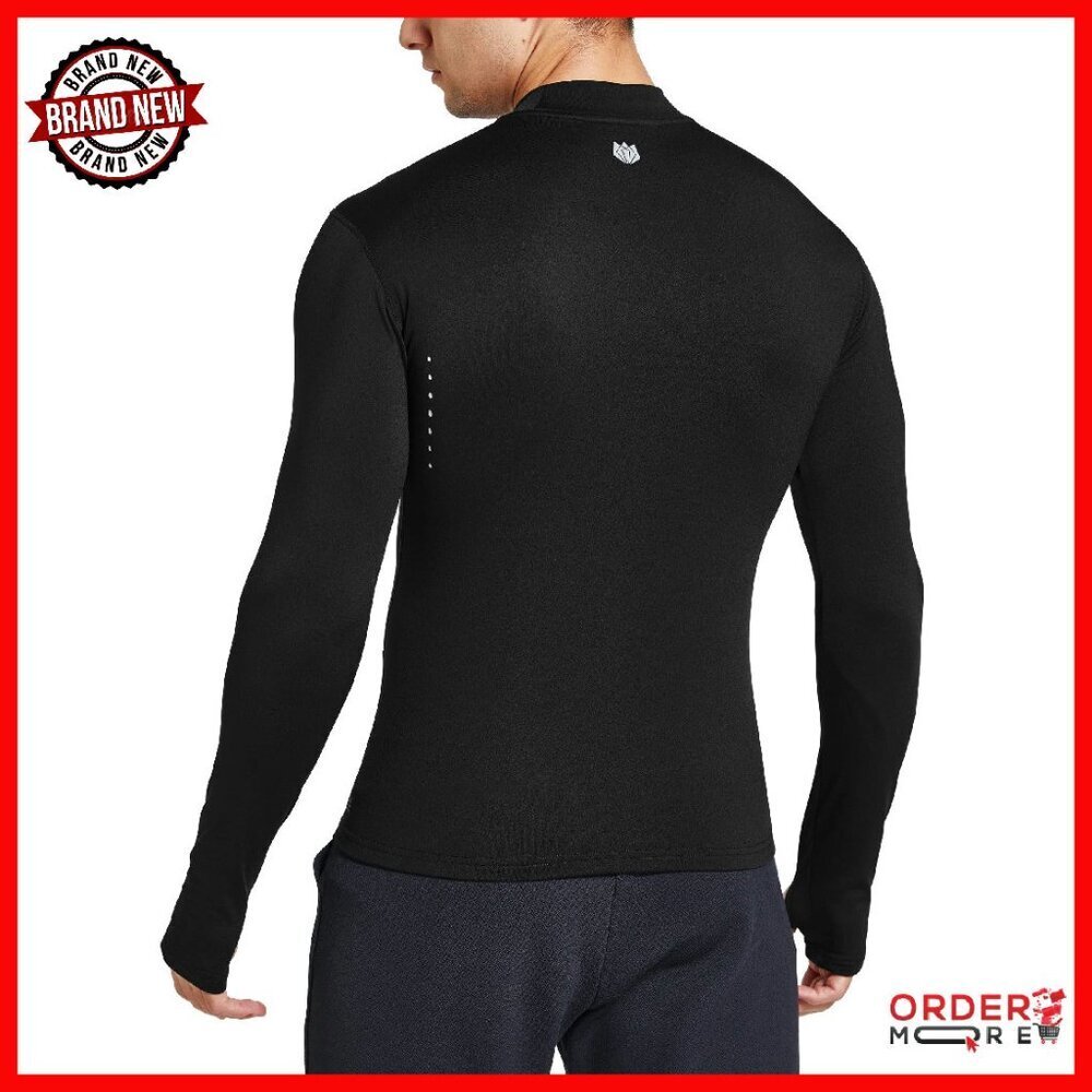 Men's Thermal Fleece Mock Neck Base Layer Long Sleeve Shirt